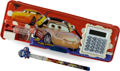 SANYA TRADERS CARS CHARACTER CALCULATOR GEOMETRY BOX WITH AVENGERS PENCILS FOR KIDS Geometry Box(Red)