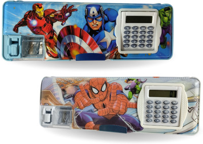 SANYA TRADERS COMBO OF 2 CARTOON CHARACTER CALCULATOR GEOMETRY BOX FOR KIDS Geometry Box(Blue)