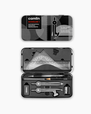 Camlin Scholar Plus Mathematical Drawing Hi-Accuracy Instruments Geometry Box(Black)