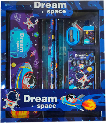 tishna Dream Space Stationary Gift Set for Girls, Boys Space Designed Stationery Set Geometry Box(Blue)