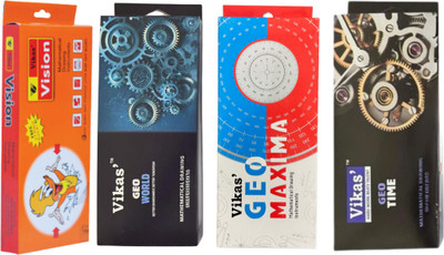 Vikas Geo Time + Geo World + Geomaxima + Vision Geometry Box(Set of 4) | Geometry Sets Geometry Box(Multicolor)