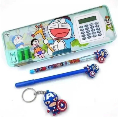 knob Multifunctional Geometry box with batman Pencil, Pen and Keyring for kids Geometry Box(Blue)
