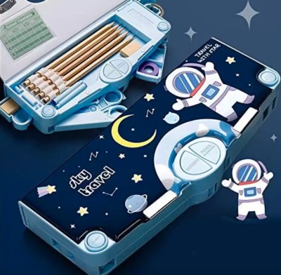Coverbrown Space Series SpaceMan Art Plastic Pencil Box(Set of 1, Blue)