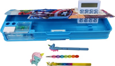 SANYA TRADERS AVENGERS CALCULATOR GEOMETRY BOX COMBO OF PEN ERASER Geometry Box(Blue)