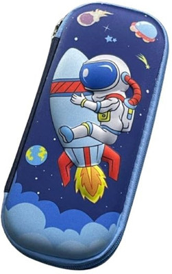 OXMEZA 3D EVA Space Pencil Case for Kids Geometry Box(Blue)