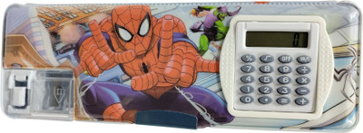 SANYA TRADERS SPIDER MAN CALCULATOR GEOMETRY BOX WITH AVENGER PENCIL FOR KIDS Geometry Box(Blue)