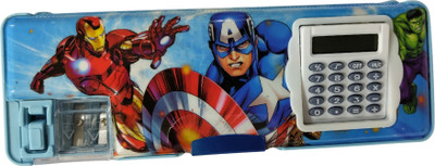 SNAYA TRADERS AVENGER THEME CALCULATOR GEOMETRY BOX WITH SPACE MAN ERASER FOR KIDS Geometry Box(Blue)