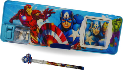 SANYA TRADERS AVENGERS CALCULATOR GEOMETRY BOX WITH AVENGER PENCIL FOR SCHOOL KIDS Geometry Box(Blue)