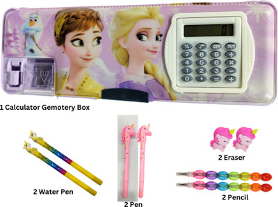SANYA TRADERS BAR CALCULATOR PENCIL BOX COMBO OF 4 PEN 2 PENCIL 2 ERASER Geometry Box(Multicolor)