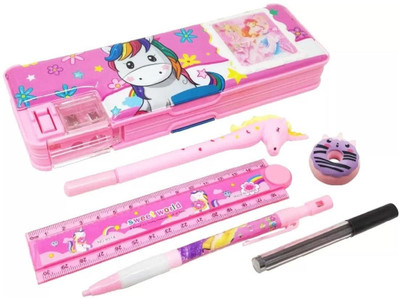 Mavles Beauty Unicorn Calculator Pencil box combo with pen, Pencil & Eraser Geometry Box(Multicolor)