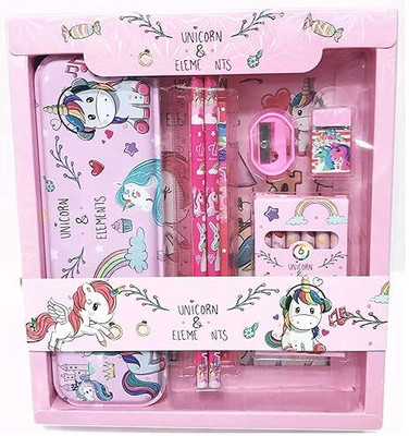 ishana Stationary Kit For Boys And Girls 6 In 1 Stationary Kit (Unicorn, Pack 1) Geometry Box(Multicolor)