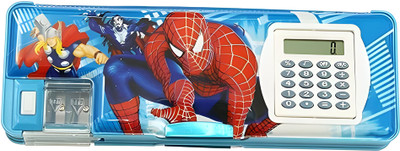 RETRIX Spiderman Pencil Box with Calculator Geometry Box(Multicolor)