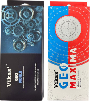 Vikas Geo Maxima and Geo World Combo – Complete Geometry Tool Set for Students and kid Geometry Box(Blue, Black)
