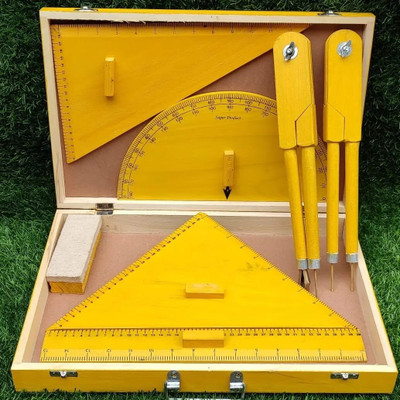 Antiquity Geometry Box Wooden for Teachers – for Black Board Geometry Box(Yellow)