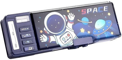CountryLink Multifunctional Space-Saving Pencil Box with Number Lock & Button Operation Geometry Box(Blue)