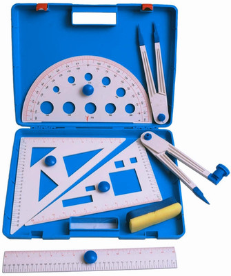 Uttam Geometry Box For Teaching Students Purpose (Set of 7) PLASTIC Geometry Box(Blue)