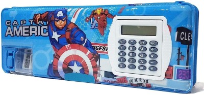 Royal krafts Calculator Captain America Art Plastic Pencil Box(Set of 1, Blue)