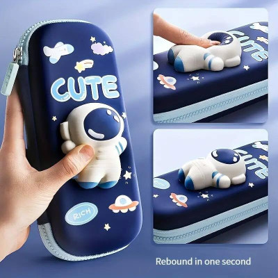 Chiransi Astronaut 3D EVA Cartoon Theme Soft Pencil Pouch Geometry Box(Blue)