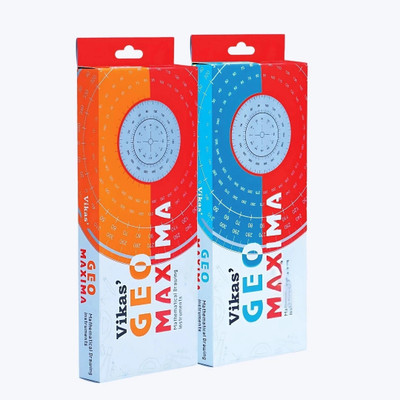 Vikas Geo Maxima Geometry Box | Rust-Resistant Compass, Accurate Scale & Protractor Geometry Box(Blue, Orange)