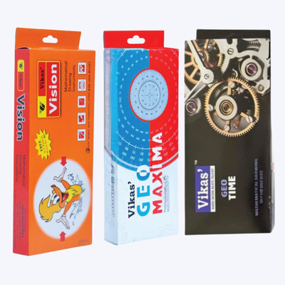 Vikas Geometry Box Combo for Kids – Geo Time + Maxima + Vision (Set of 3) Geometry Box(Multicolor)