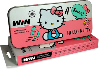 Win Hello Kitty Geometry 2 Box | Mathematical Instruments | School Box Kit Geometry Box(Pink, White)