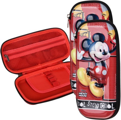 DISNEY Pencil Box Disney Mickey Design Art EVA Pencil Boxes(Set of 3, Red)