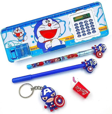 SANYA TRADERS BLUE DOR CALCULATOR COMBO OF 5 THINGS FOR SCHOOL KIDS Geometry Box(Multicolor)