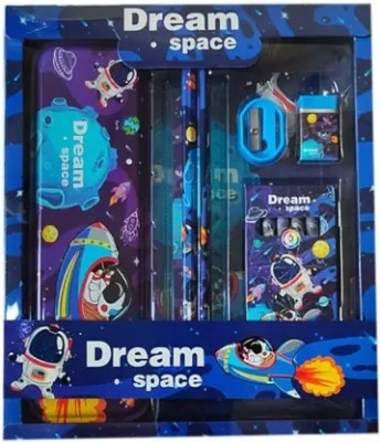 Durga Dream Space Art Metal Pencil Box (Set of 1, Blue) Geometry Box(Blue)