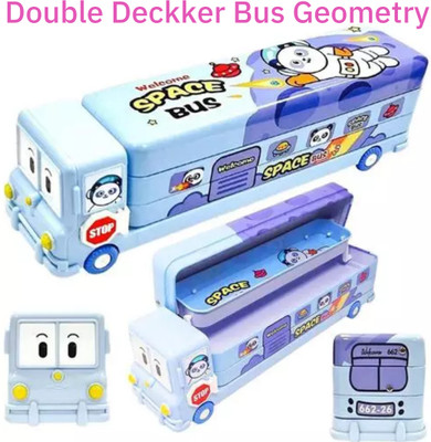 Extraposh Double Dacker Bus Geometry Box School Mini Bus Pencil Box Geometry Box(Multicolor)