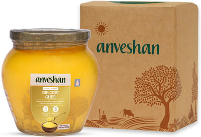 Anveshan Traditional Bilona Method A2 Gir Cow Ghee Glass Bottle(500 ml)