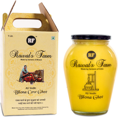 Rawat's Farm A2 Bilona Cow Ghee Made by Curd Churning Bilona Method Ghee Glass Bottle(1000 ml)