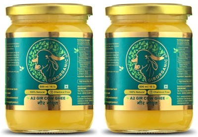 GIRORGANIC GIR COW PURE A2 GHEE 500 ML + 500 ML Ghee 500 ml Glass Bottle(Pack of 2)