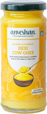 Anveshan A2 Cow Ghee 250 mL | Glass Jar | Bilona Method | Curd-Churned Ghee 250 ml Glass Bottle