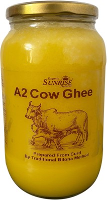 Organic Sunrise Natural A2 Cow Ghee Made from Curd Using Traditional Bilona Method | Pure & Authentic Ghee 1 L Mason Jar