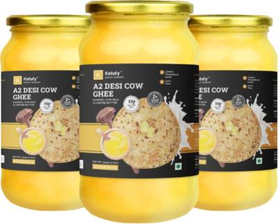 Ketofy A2 Desi Cow Ghee | Contains Beta-Casein Protein, Kankrej Cow Ghee, Bilona Method Ghee 1500 g Mason Jar