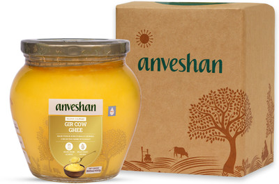 Anveshan A2 Gir Cow Ghee Bilona Method -500ML Ghee Glass Bottle(500 ml)