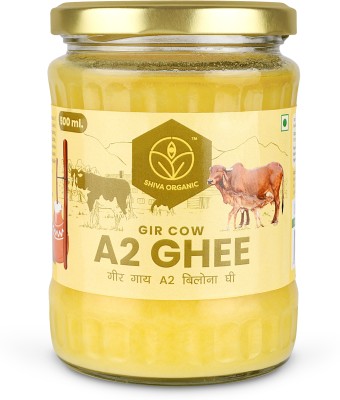 Shiva Organic Desi Gir Cow A2 Ghee | Bilona Method | Organic Grass Feed Ghee 500 ml Glass Bottle