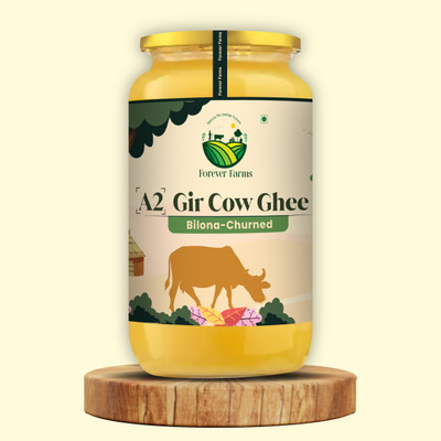 Forever Farms A2 Desi Cow Ghee | Vedic Bilona Method | Pure & Organic Ghee Glass Bottle(500 ml)