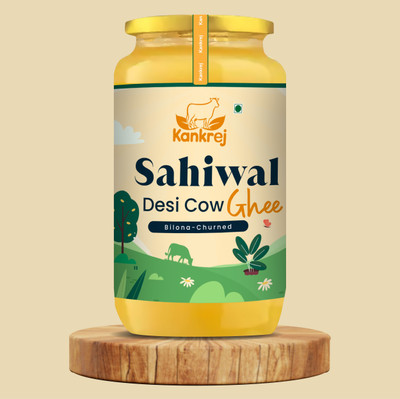kankrej Sahiwal A2 Desi Cow Ghee | Boosts Digestion, Heart & Skin Health Glass Bottle(1000 ml)