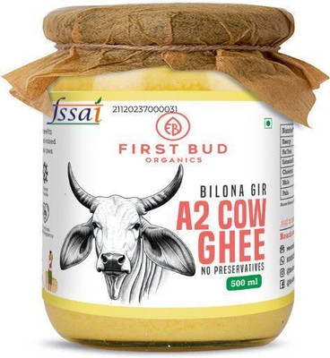 First Bud Organics A2 Desi Cow | Bilona Method | Pure & Handmade | Ghee Glass Bottle Glass Bottle(500 g)