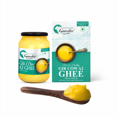GAWDEE Gir Cow Premium A2 |Grassfed, Cultured|Traditional Ghee Glass Bottle(500 ml)