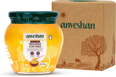 Anveshan A2 Ghee, 500 ml, Made From Desi Cow Milk by Traditional Hand Churning Bilona Method Ghee 500 ml Mason Jar