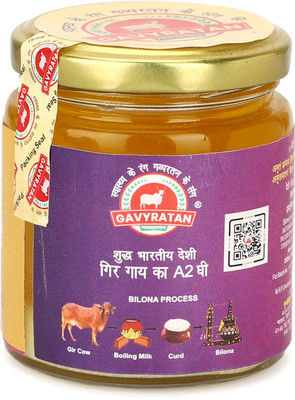 gavyratan Pure Indian A2 Gir Cow Desi Bilona Ghee | Traditional Process Ghee Glass Bottle(200 ml)
