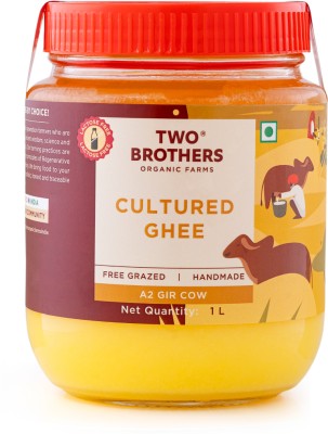 Two Brothers Organic Farms Natural Healthy & Fresh A2 Cultured Desi Gir Cow Ghee 1000 ml Glass Bottle