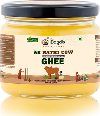 The Bagdis A2 Desi Rathi Cow Ghee | Hand-Churned Bilona | Pure & Healthy Ghee Glass Bottle(100 ml)