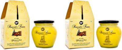 Rawat's Farm A2 Bilona Cow Ghee Made by Curd Churning Bilona Method Ghee Glass Bottle(500 ml, Pack of 2)