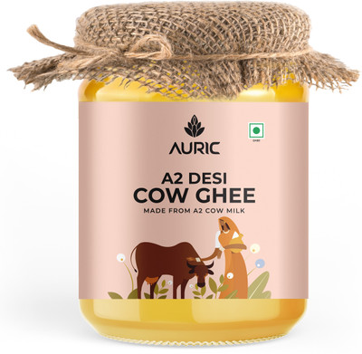 Auric A2 Bilona Desi Cow Ghee - Glass Jar Ghee Glass Bottle(500 ml)