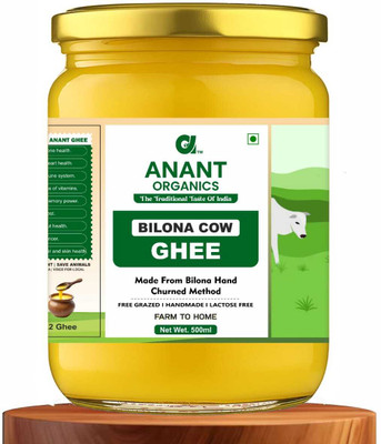 Anant Organics Bilona Cow Ghee | Hand Churned Vedic Method | Made from A2 Cow Milk Ghee Glass Bottle(500 ml)