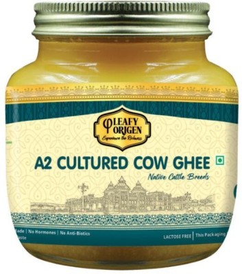 Leafy Origen A2 Premium Cultured Cow Ghee | Bilona Method Ghee Glass Bottle(250 ml)