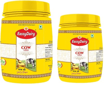 EassyDairy Pure Desi Cow Ghee for Better Digestion and Immunity-500ML & 1L (Pack Of 2) Ghee 350 g Plastic Bottle(Pack of 2)
